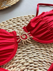 Gold Clasp 2 Piece Swimwear Set Beachwear Bikini | Glam Bra USA