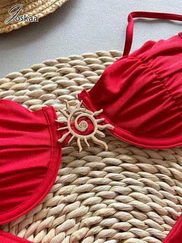 Gold Clasp 2 Piece Swimwear Set Beachwear Bikini | Glam Bra USA