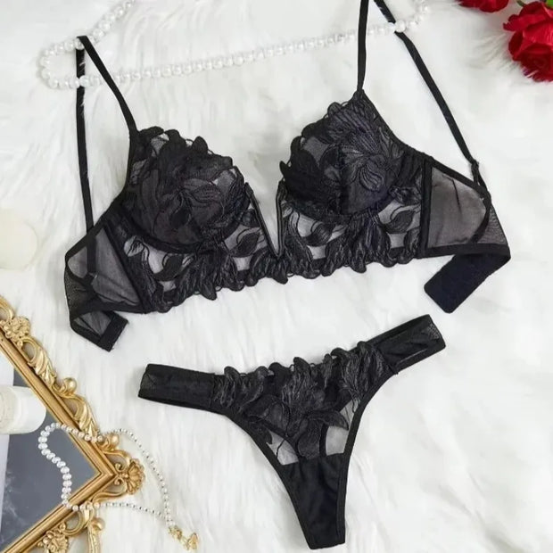 Floral Valentine Set Sexy Lace Brief Panty | Glam Bra USA