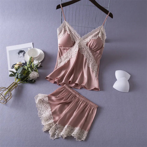 Silk Lace Lingerie Set Sleepwear Luxury Intimates | Glam Bra USA