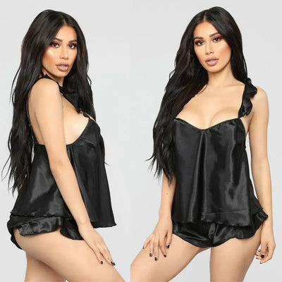 Babydoll Silk Ruffled Set Sexy Lingerie | Glam Bra USA