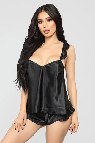 Babydoll Silk Ruffled Set Sexy Lingerie | Glam Bra USA